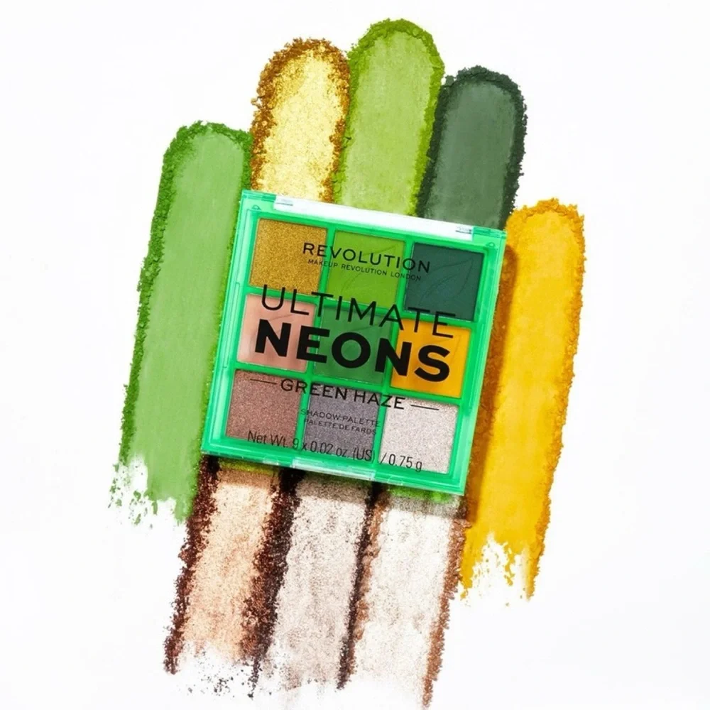 NEW Makeup Revolution‎ Beauty Ultimate Neons 9 Eyeshadow Palette - Green Haze